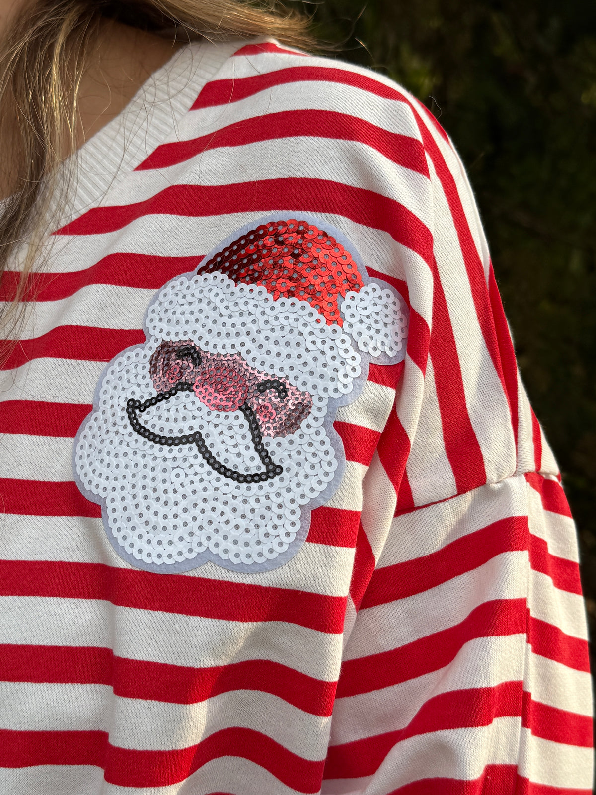 Santa Sequin Long Sleeve Graphic Tee