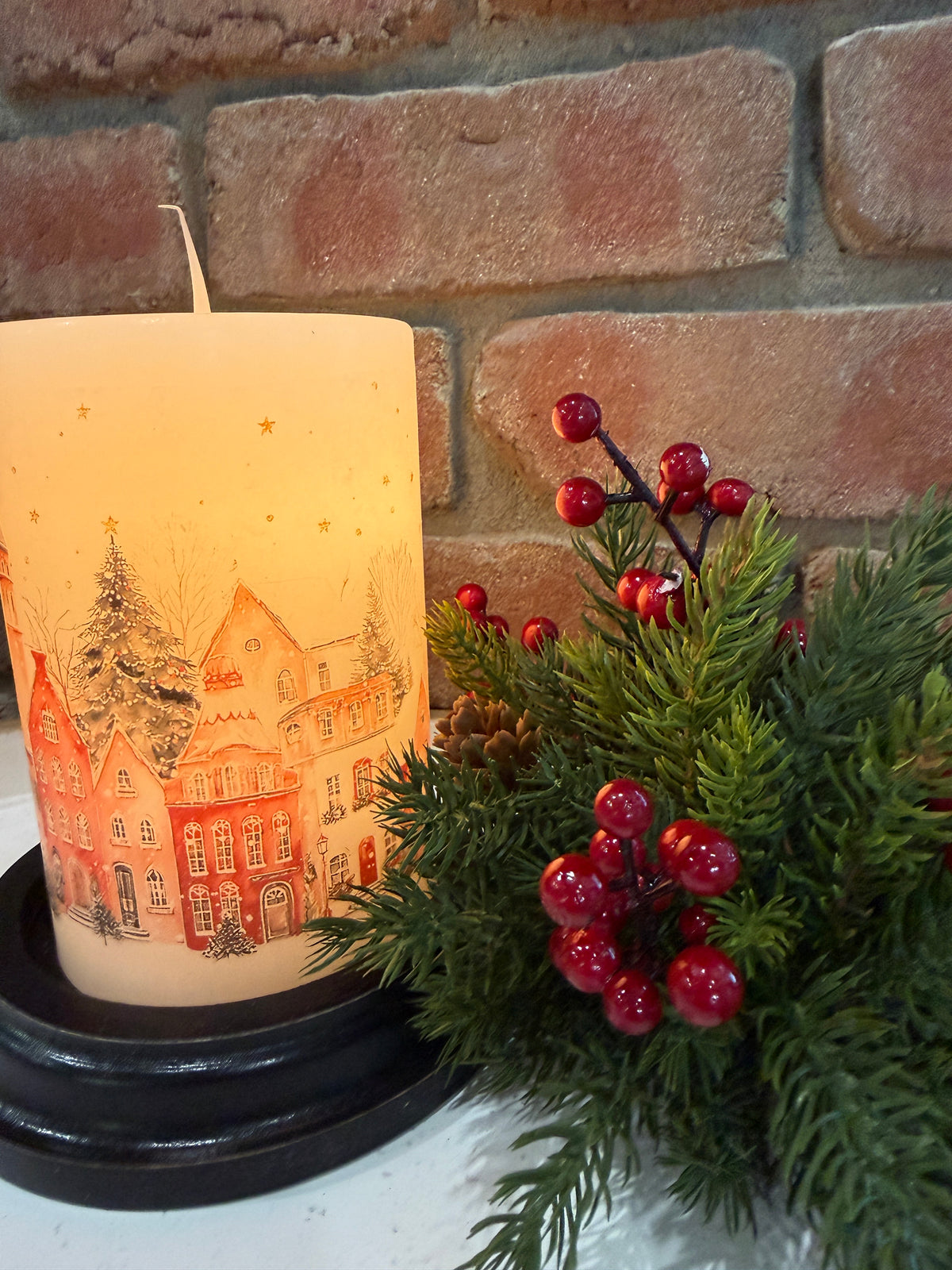 Winter Christmas Village Candle Sleeve
