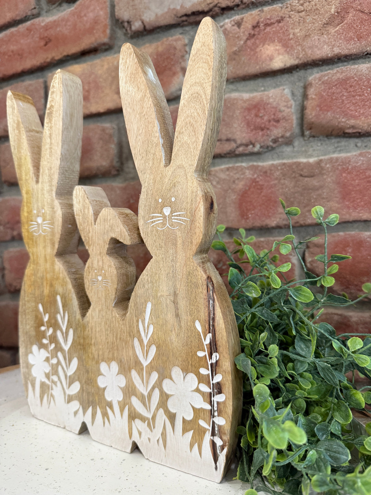 Trio Wooden Bunny