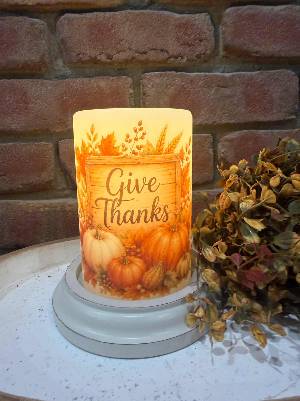 Thankful Harvest Pumpkins Candle Sleeve