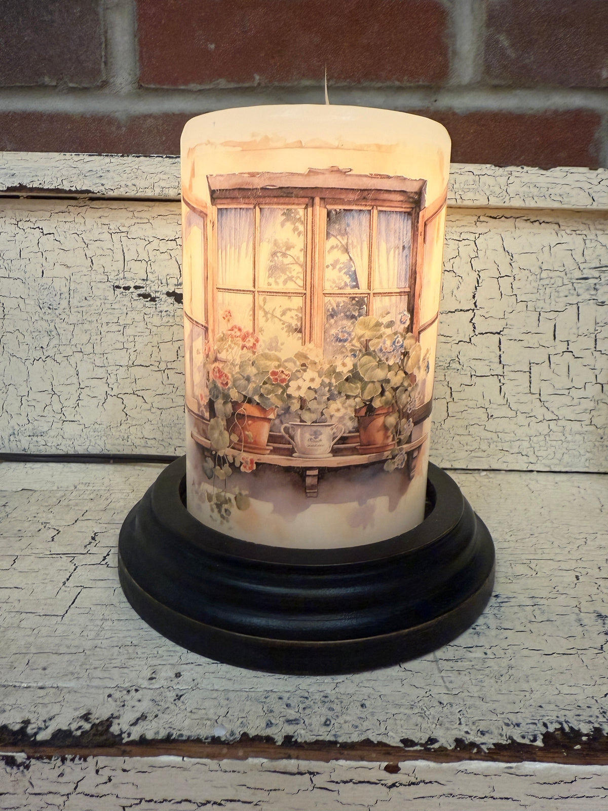 Weathered Garden Window Candle Sleeve