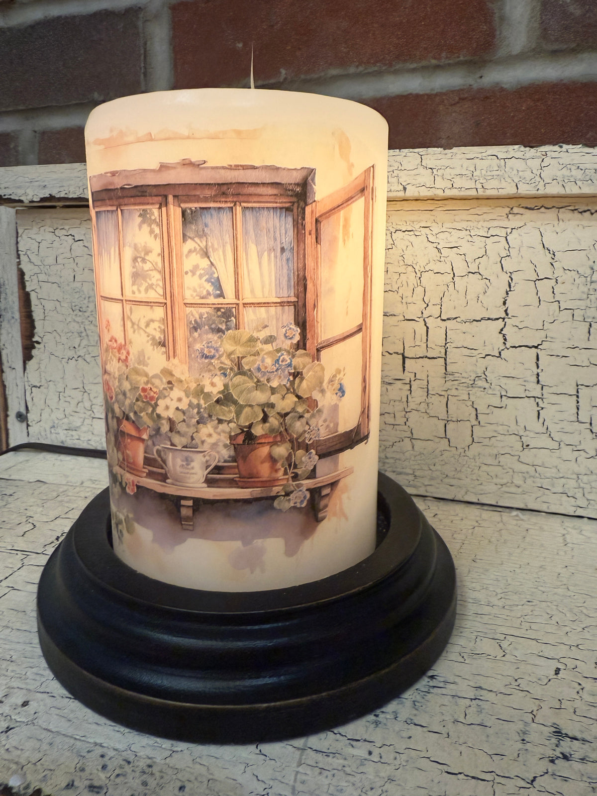 Weathered Garden Window Candle Sleeve