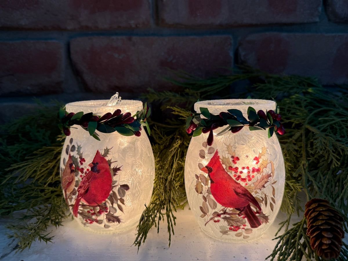 Cardinal Holiday Jar Light - 2 Styles