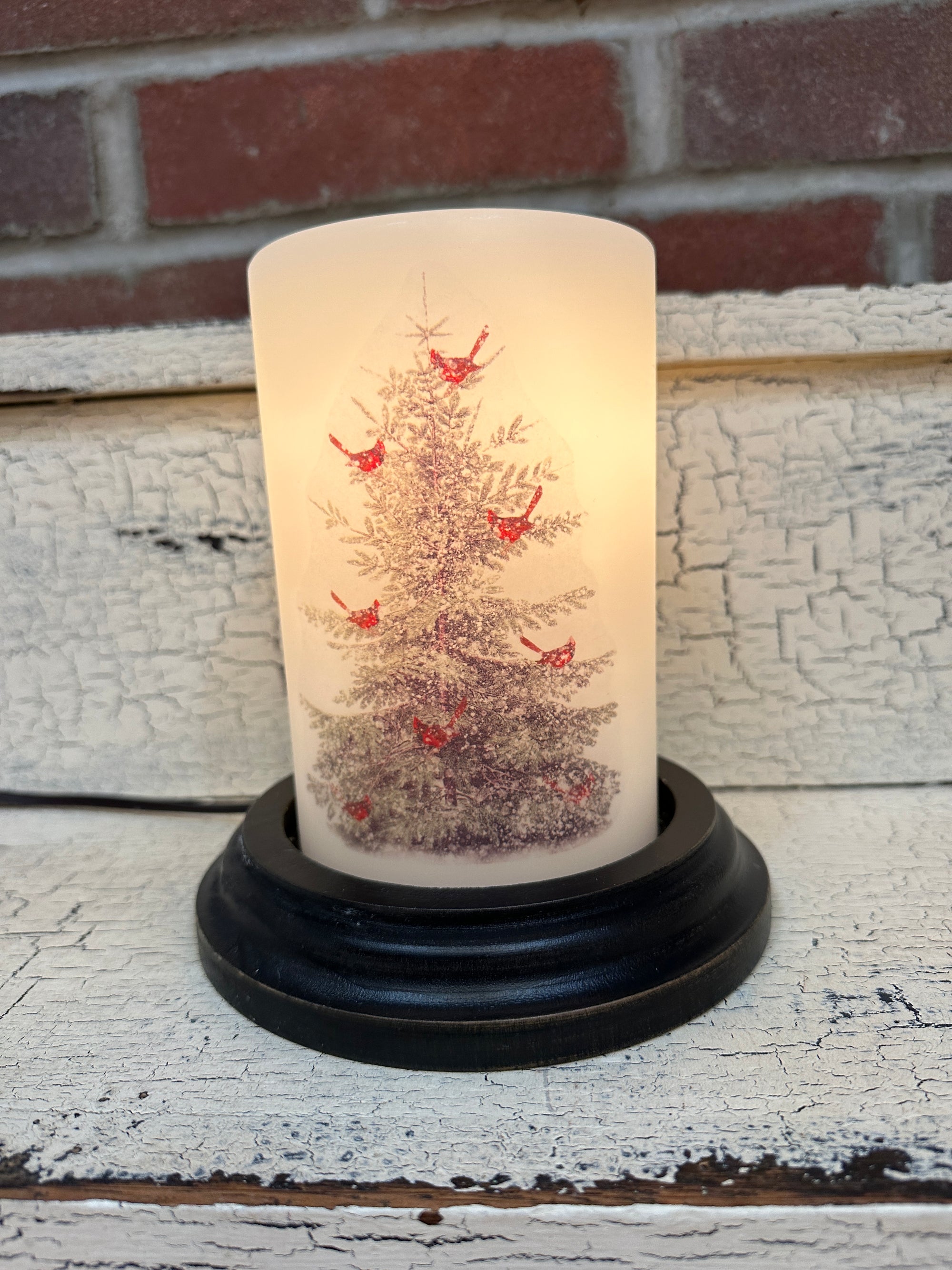 Snowy Tree with Cardinals Candle Sleeve