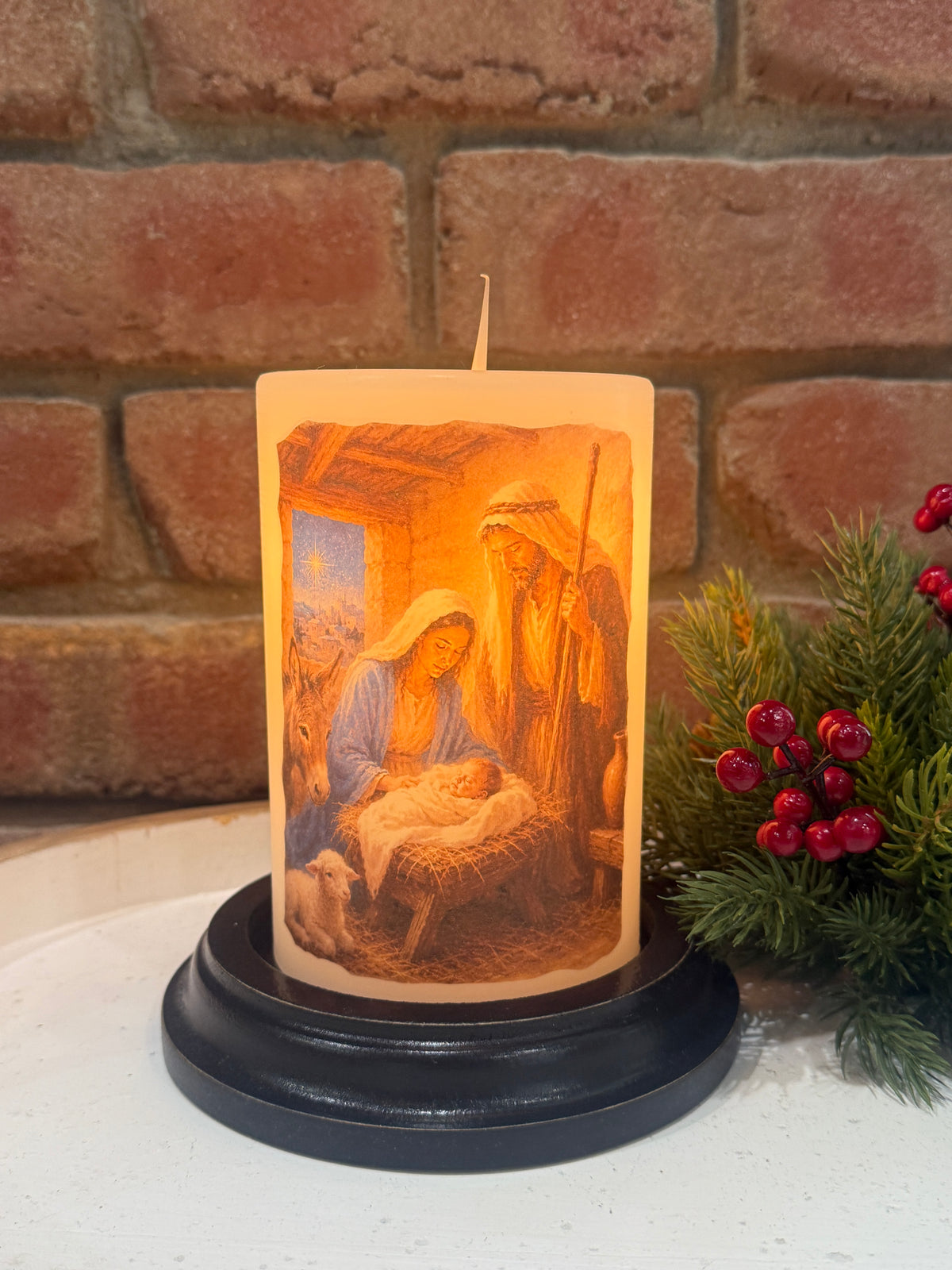 Night Nativity Family Candle Sleeve