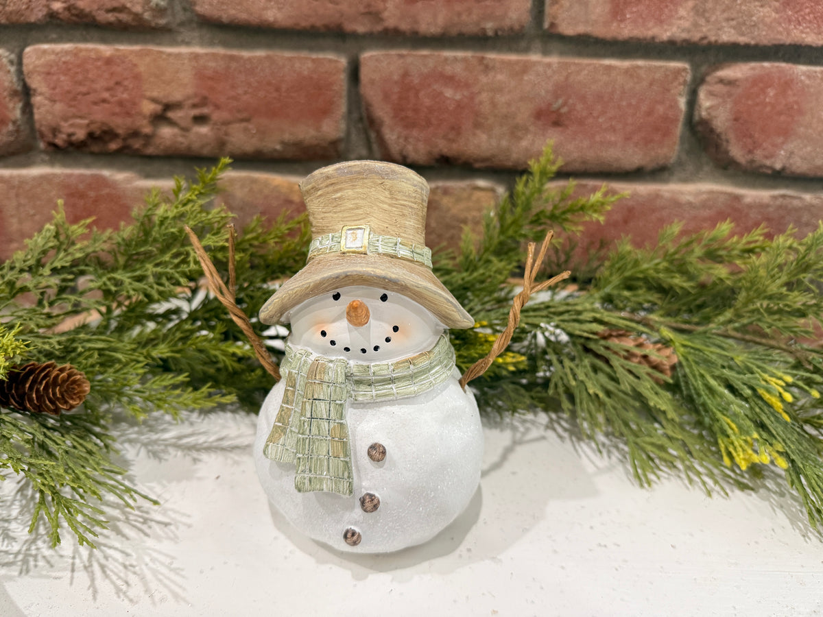 Green and White Snowman - 2 Sizes