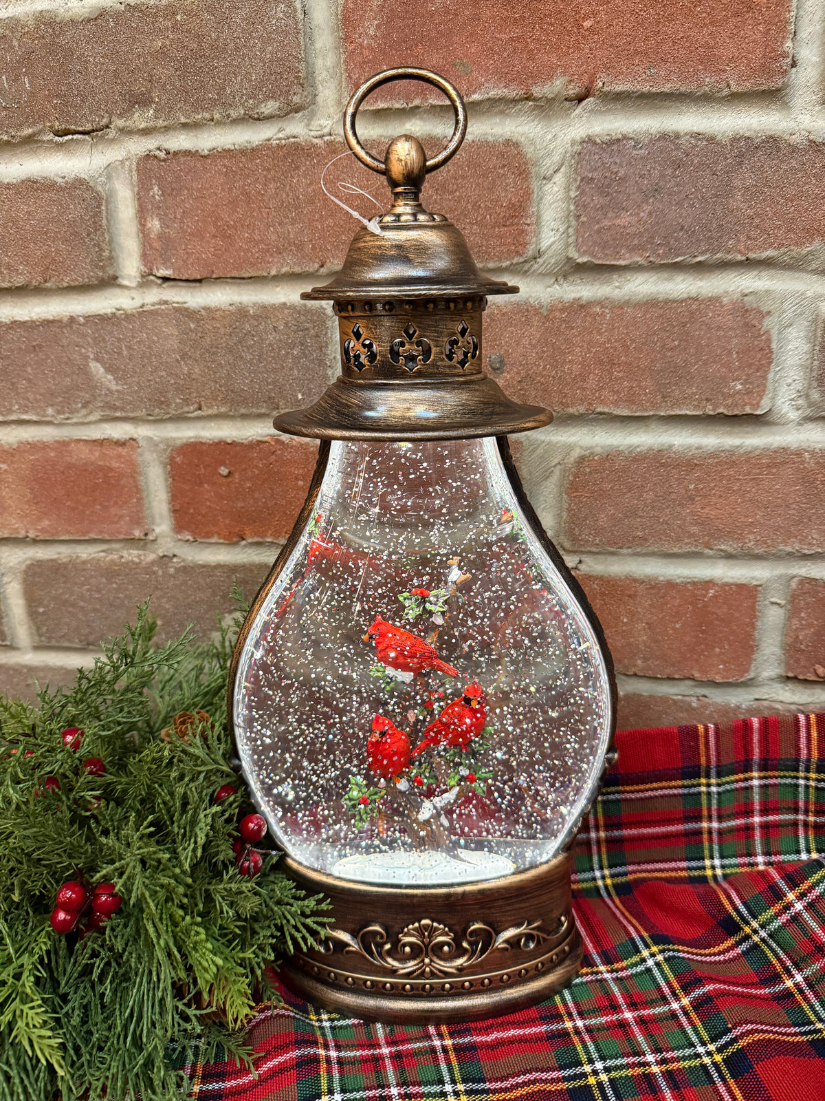 Cardinals Lighted Water Globe Lantern - Large