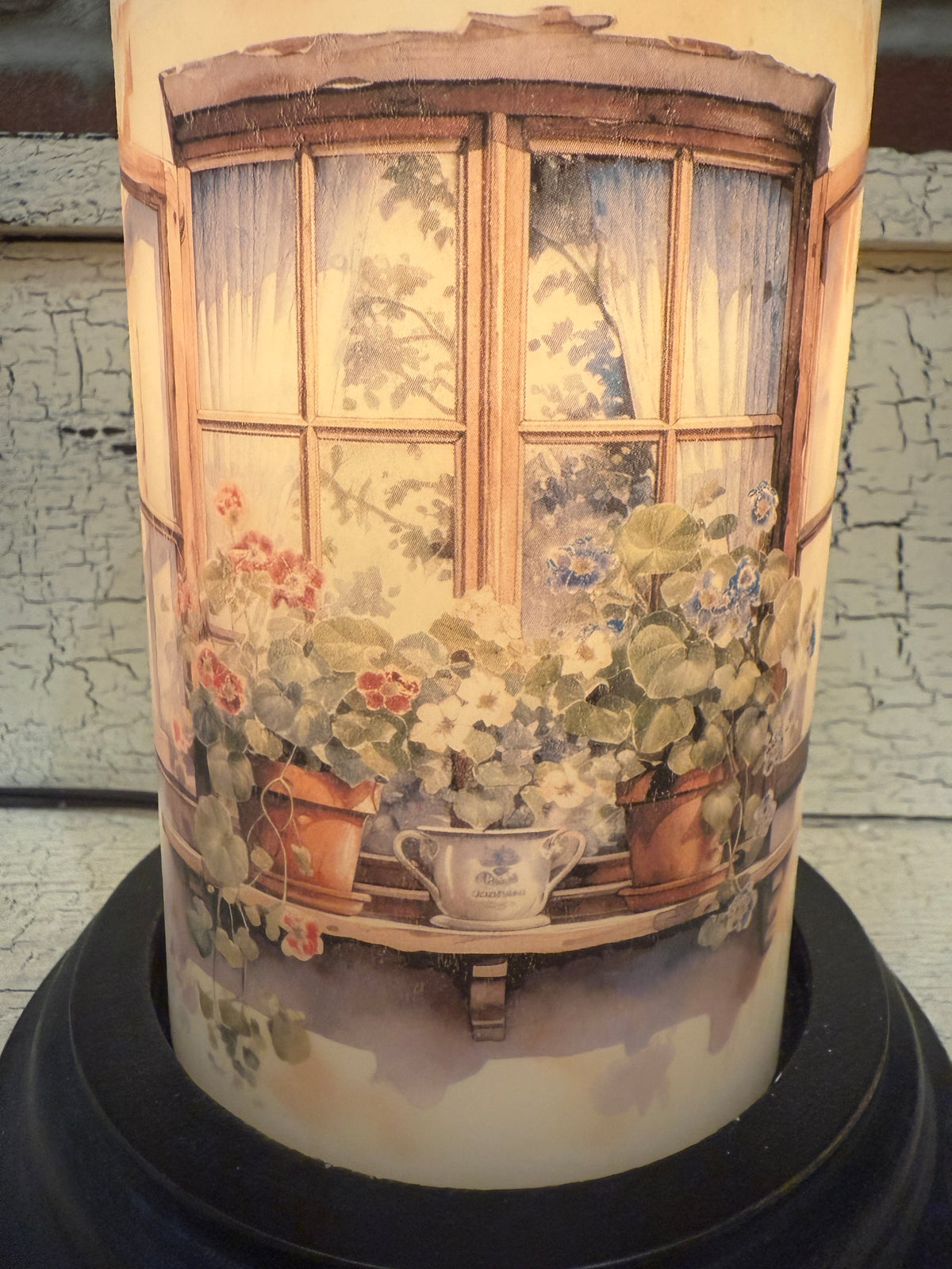 Weathered Garden Window Candle Sleeve