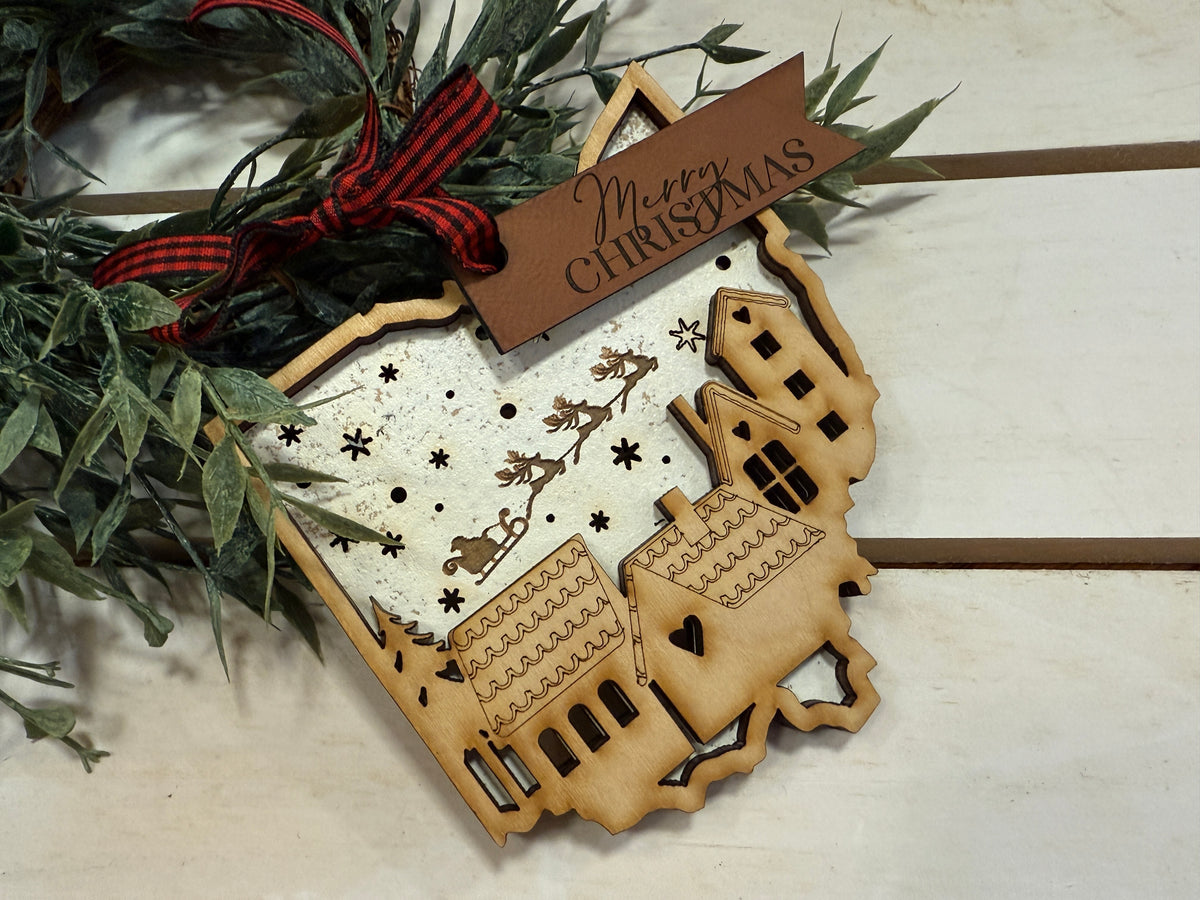 Handmade Ohio Santa’s Sleigh Ornament