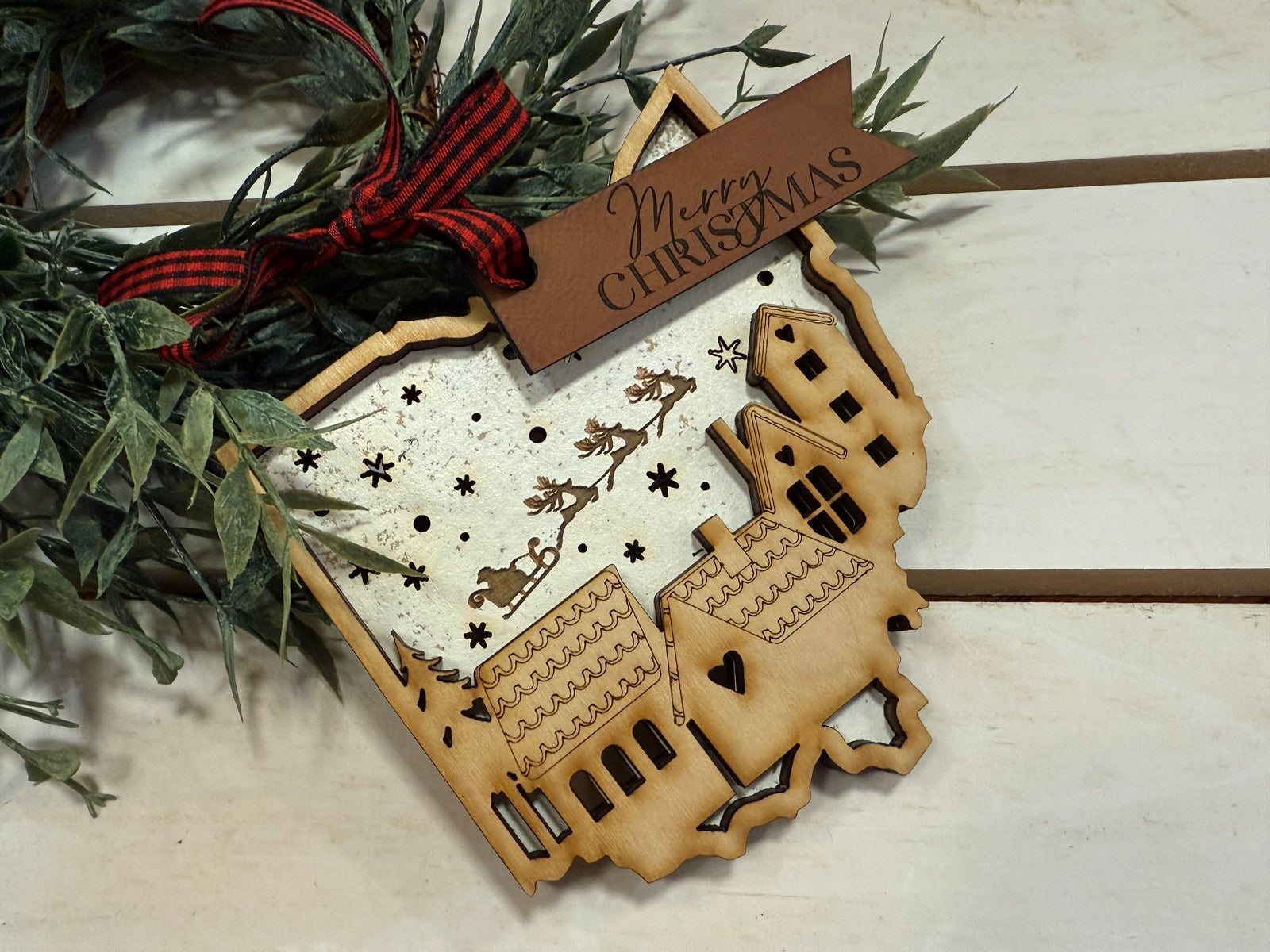 Handmade Ohio Santa’s Sleigh Ornament