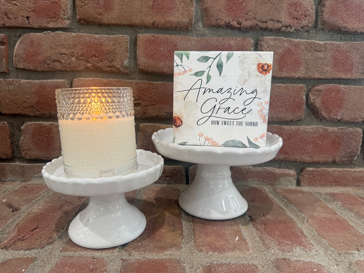 White Scalloped Pedestal - 2 Styles