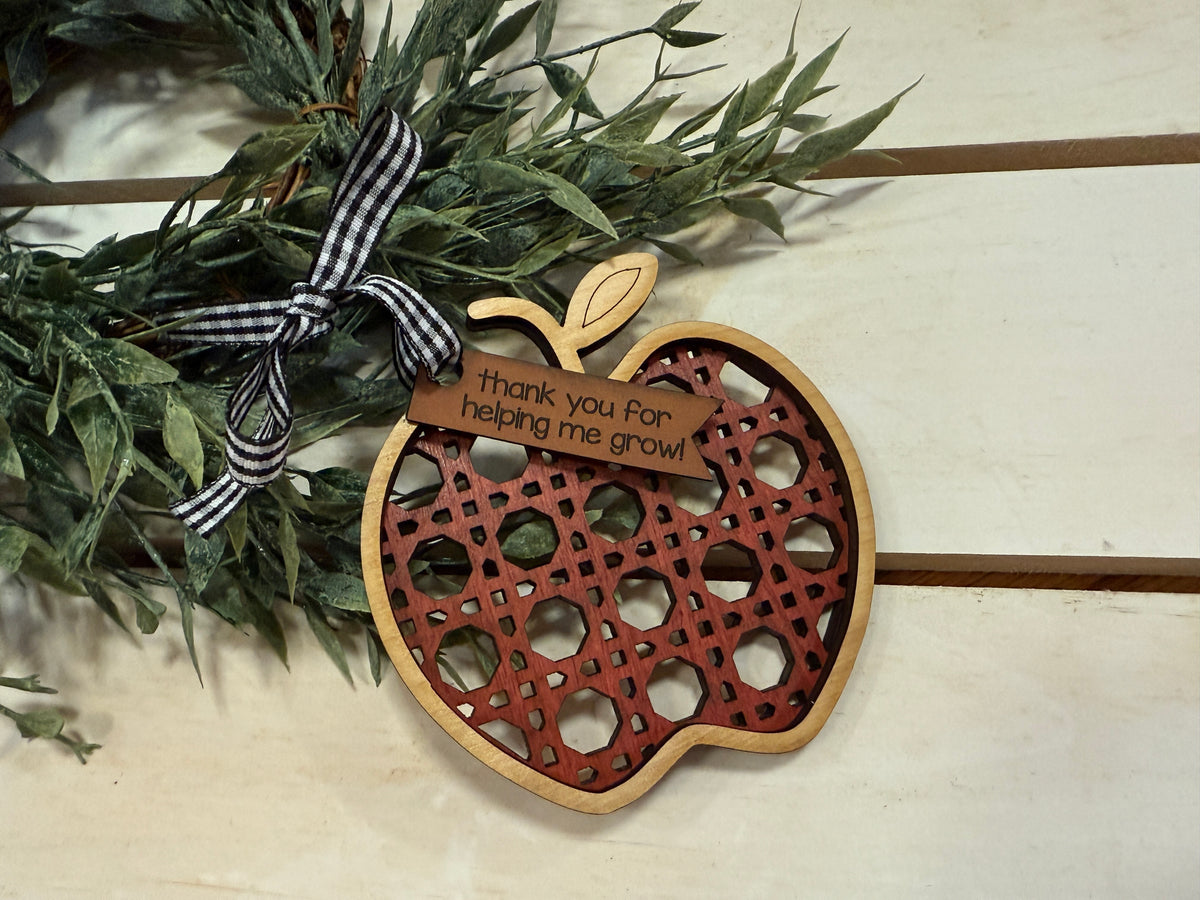 Handmade Teacher Red Apple Ornament