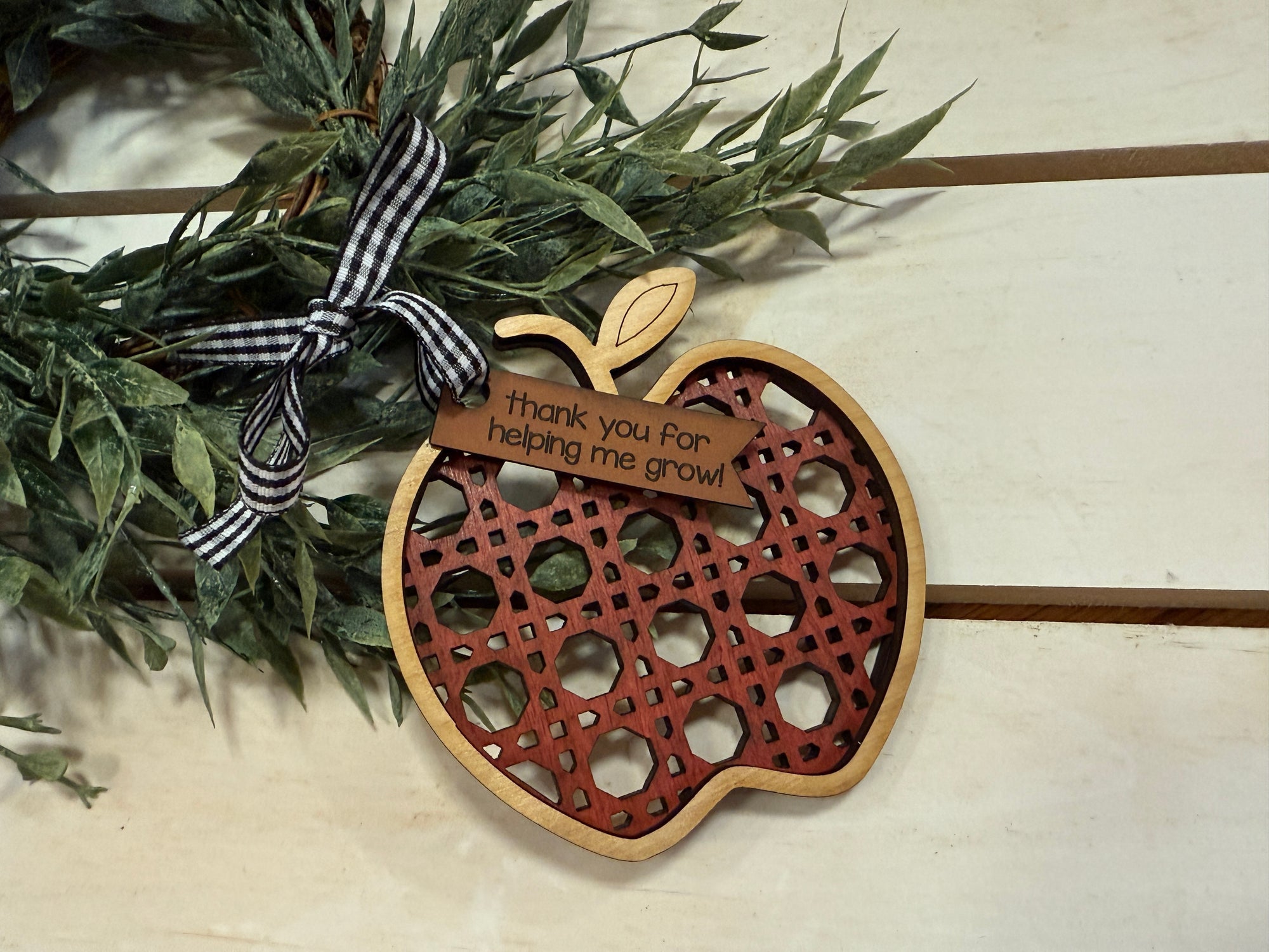 Handmade Teacher Red Apple Ornament