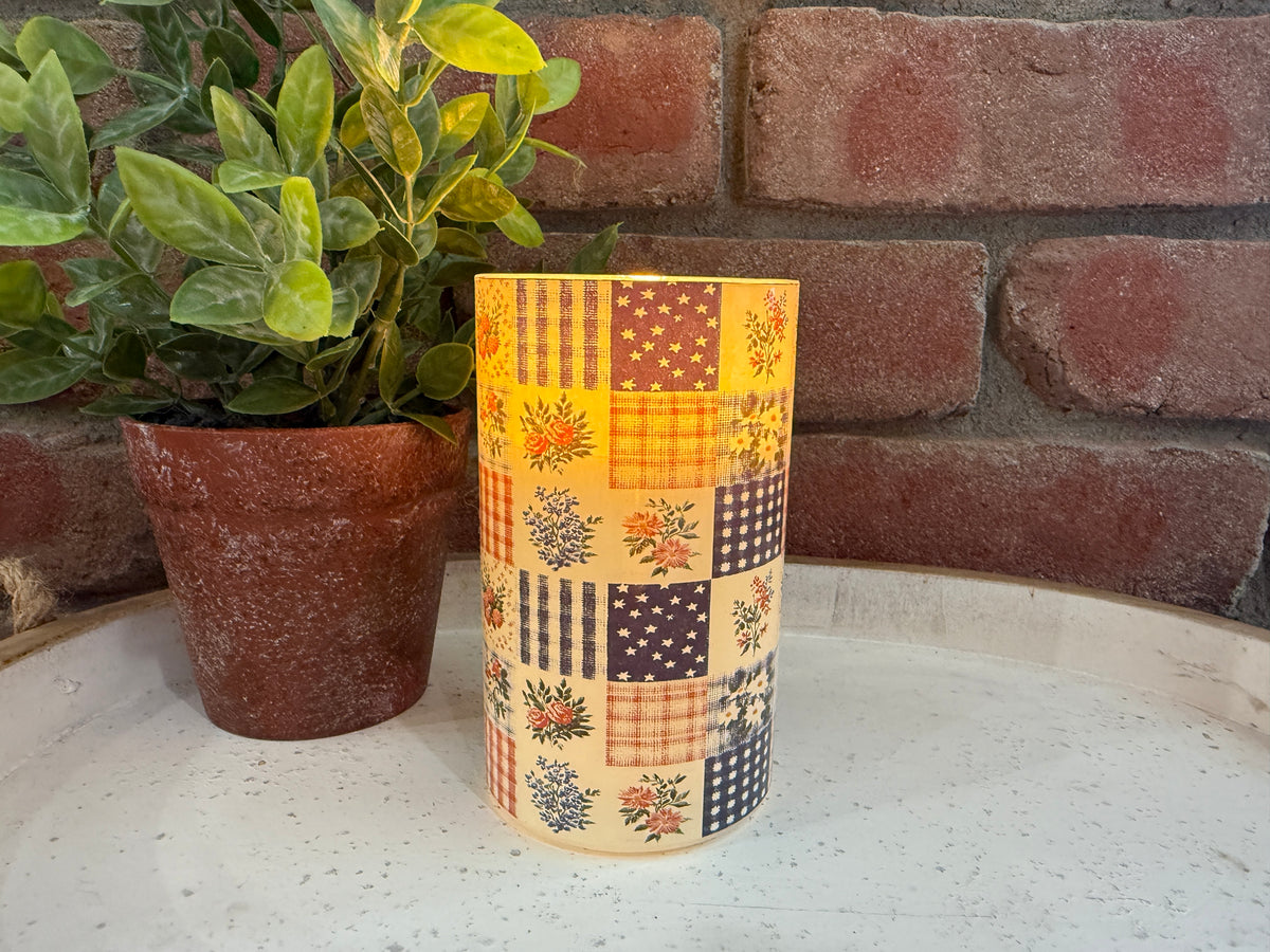 Patchwork Glass 3D Flame Candle - 3 Sizes