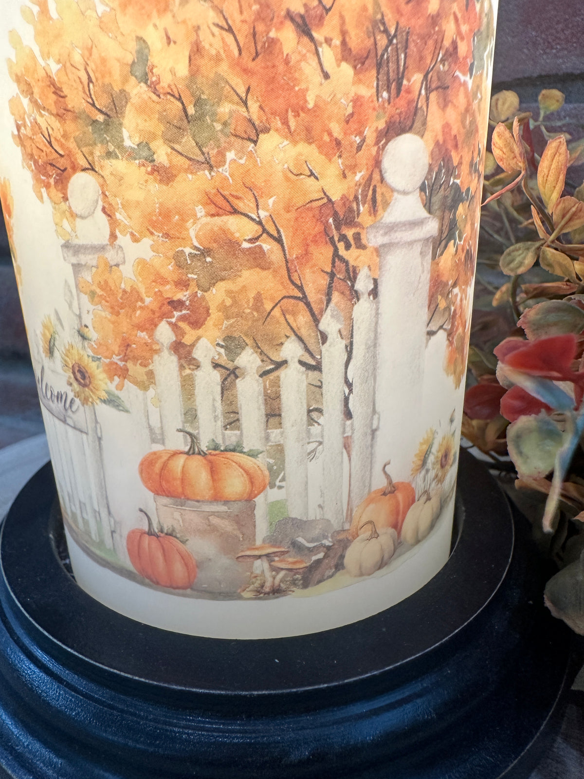 Fall Garden Gate Candle Sleeve