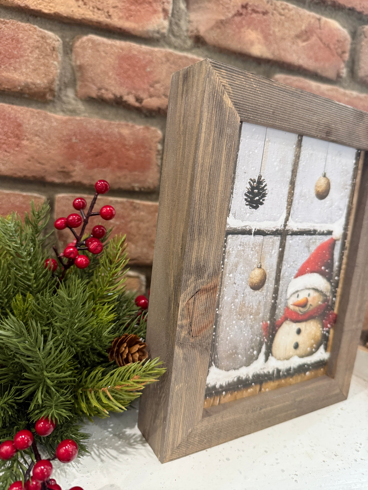 Frosty in Window Framed Art