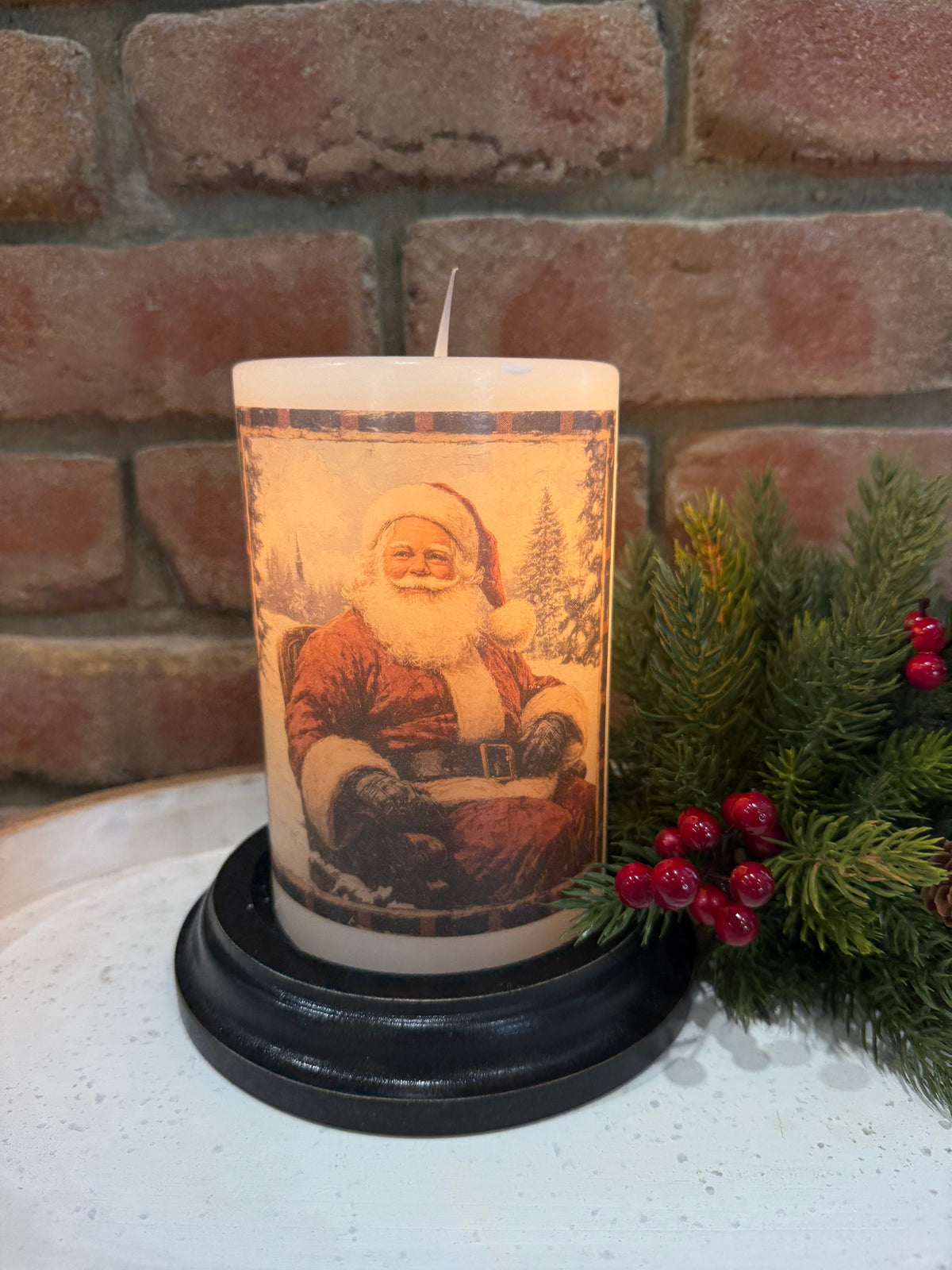 Homespun Plaid Santa Candle Sleeve
