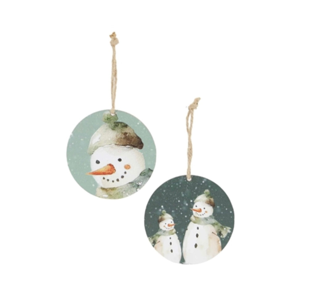 Green Snowman Ornament - 2 Styles