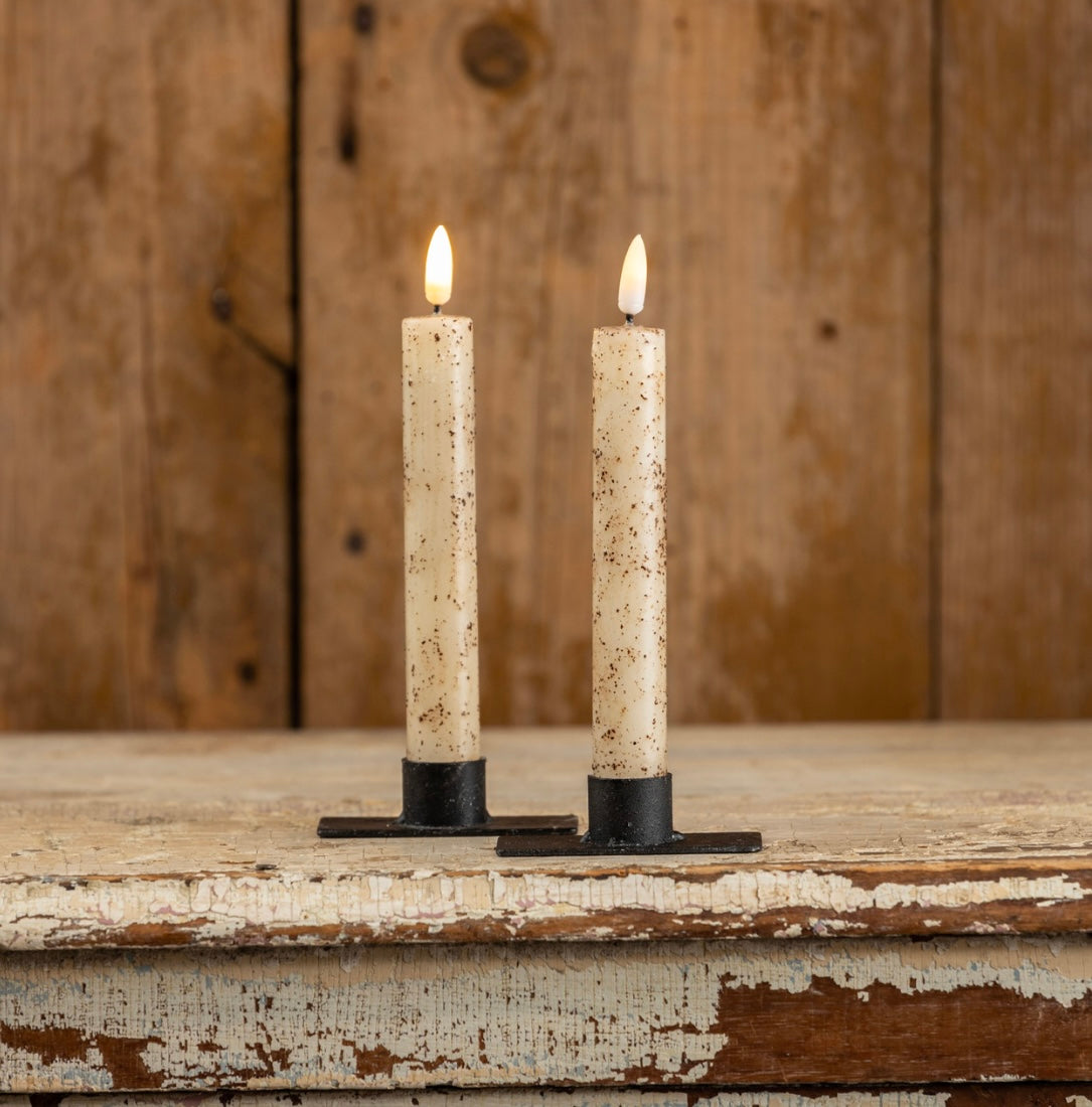 3D Flame Cream Taper Candle Set of 2