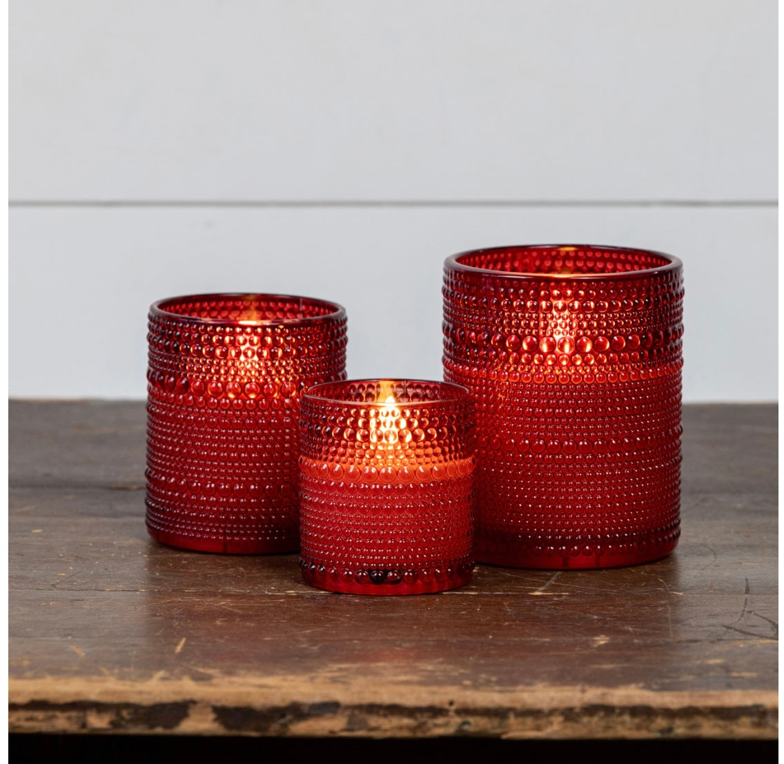 Red Dotted Glass 3D Flame Candle - 3 Sizes