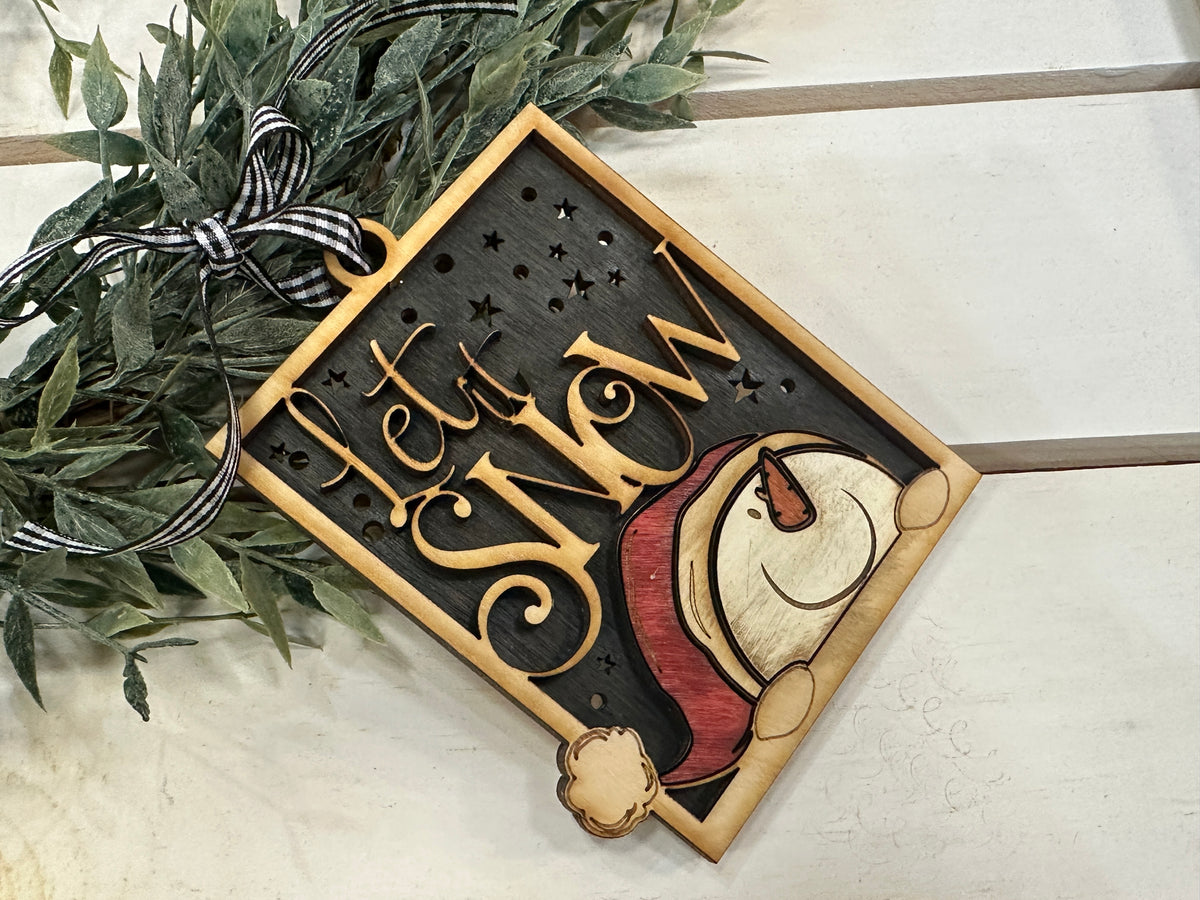 Handmade Let it Snow Snowman Ornament