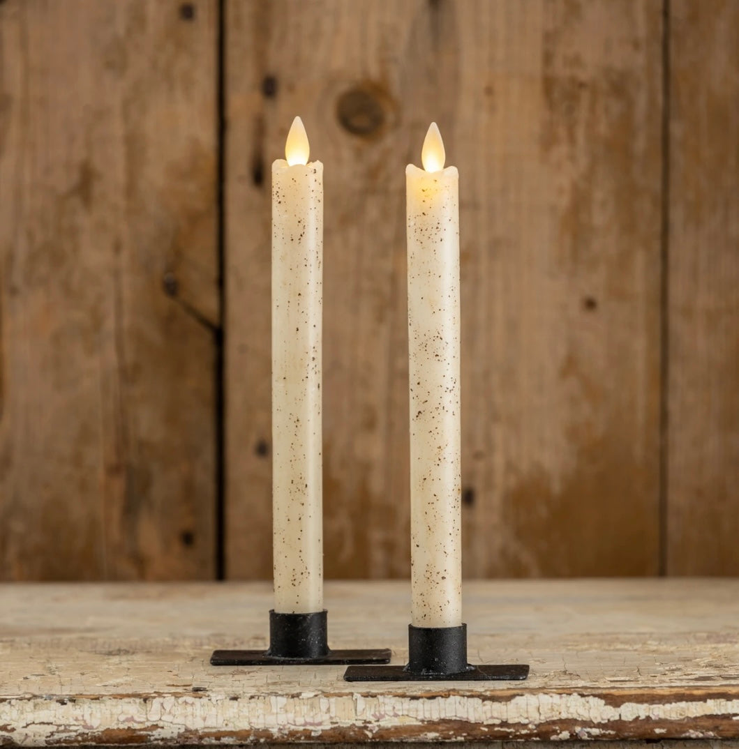 Moving Flame 9.5” Cream Taper Candle - Set of 2