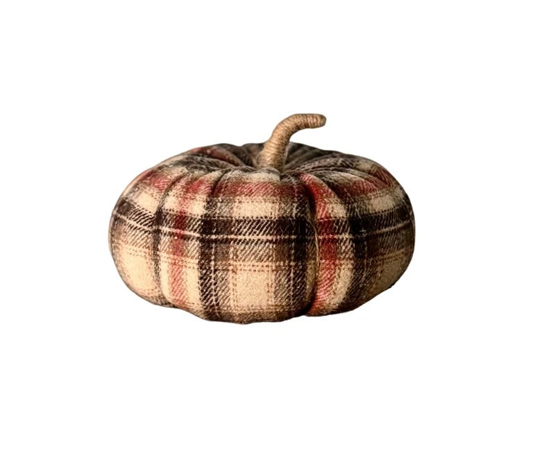 Sienna Plaid Fabric Pumpkin - Large