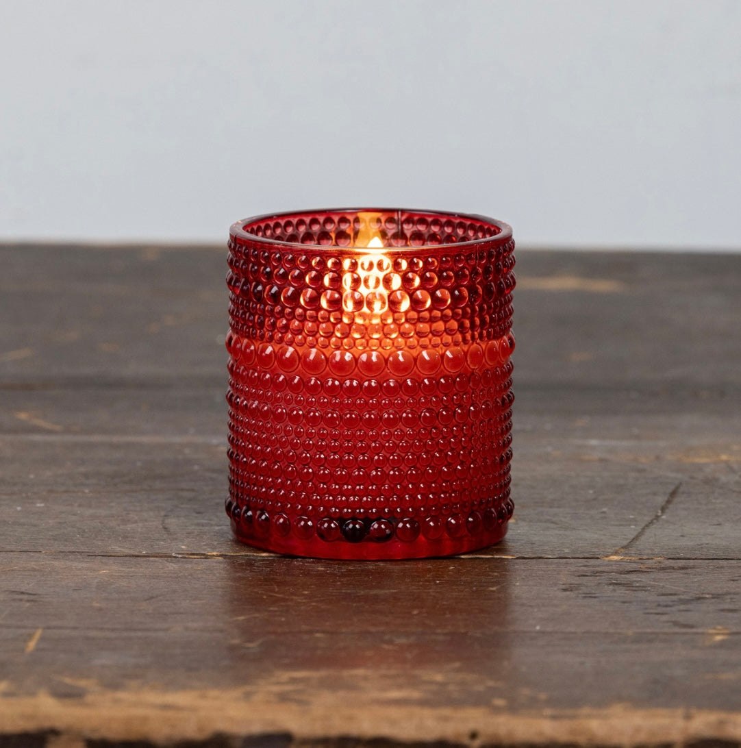 Red Dotted Glass 3D Flame Candle - 3 Sizes