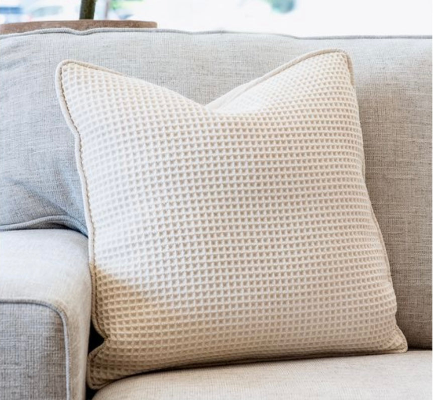 Beige Jacquard Weave Pillow