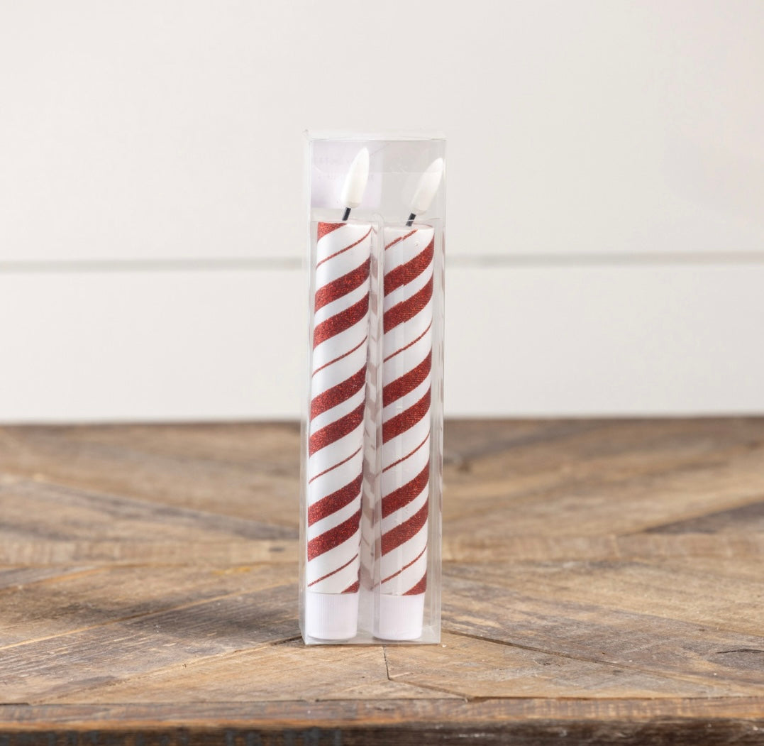 Candy Cane 3D Flame Taper Candles 6.5”