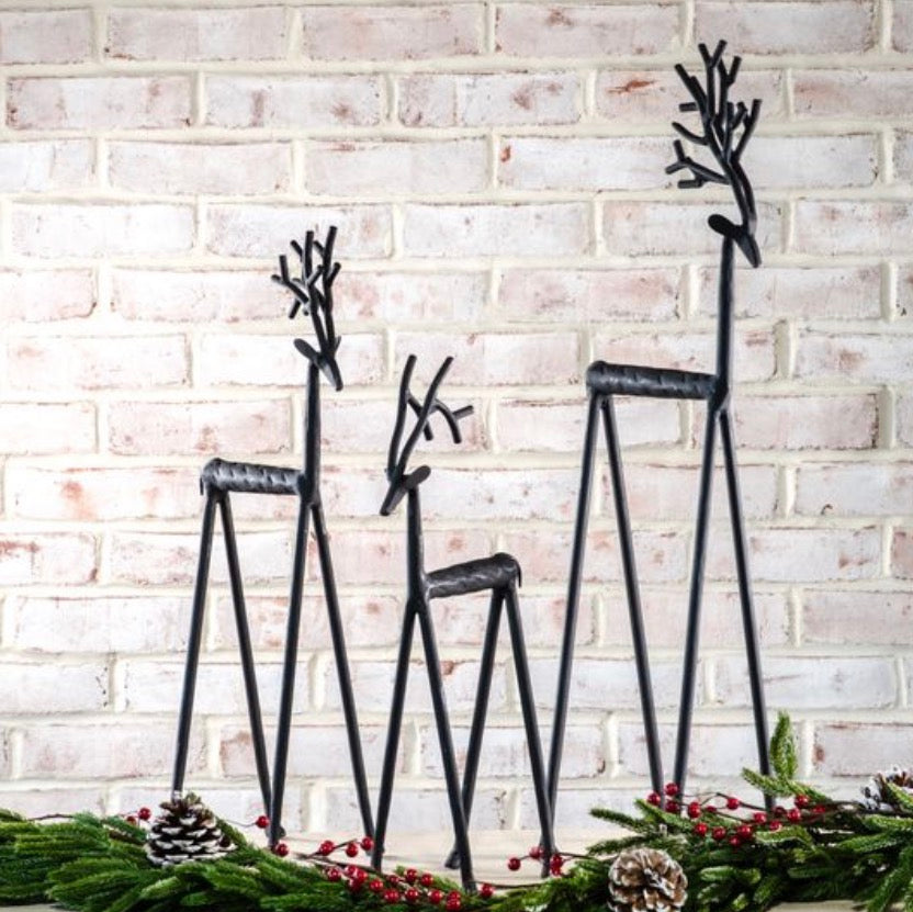 Black Iron Deer - Set of Three