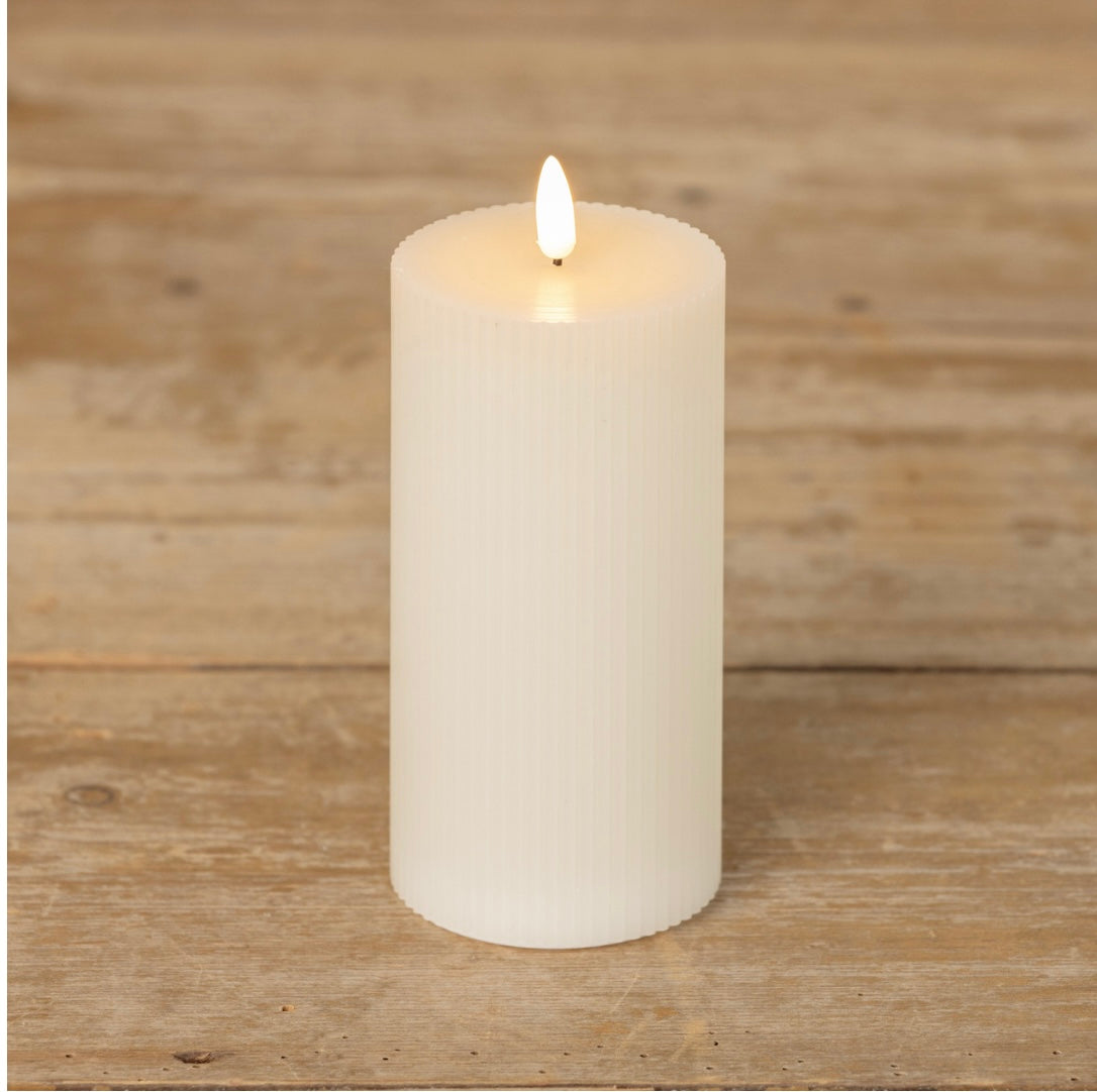 Cream Grooved 3D Flame Candle - 3 Sizes