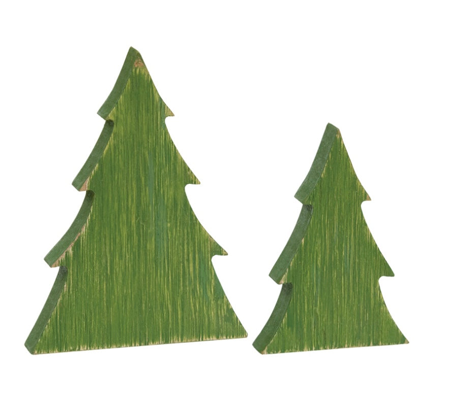 Green Christmas Trees - Set of 2