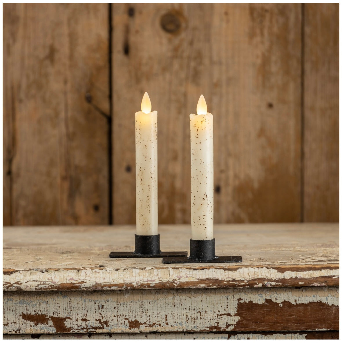 Moving Flame Cream Taper Candle - Set of 2