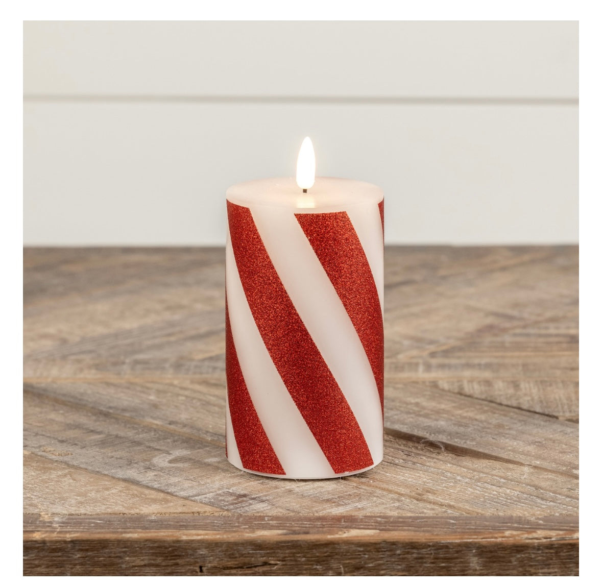 Candy Cane Pillar Candle - 3 Sizes