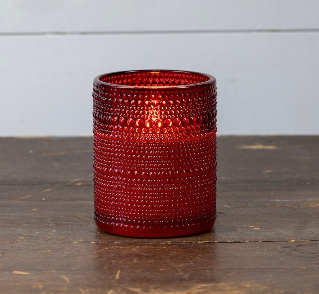 Red Dotted Glass 3D Flame Candle - 3 Sizes