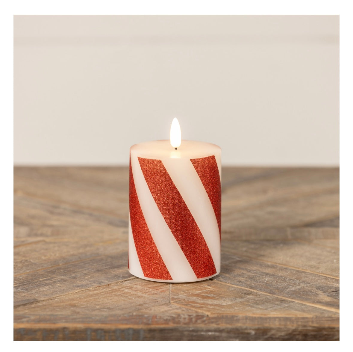 Candy Cane Pillar Candle - 3 Sizes