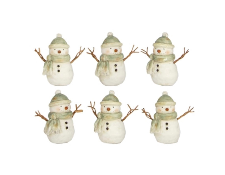 Green Scarf Snowman - Mini