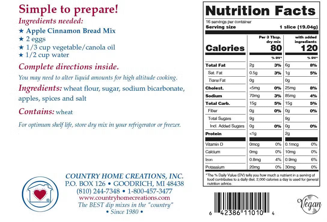 Apple Cinnamon Bread Mix