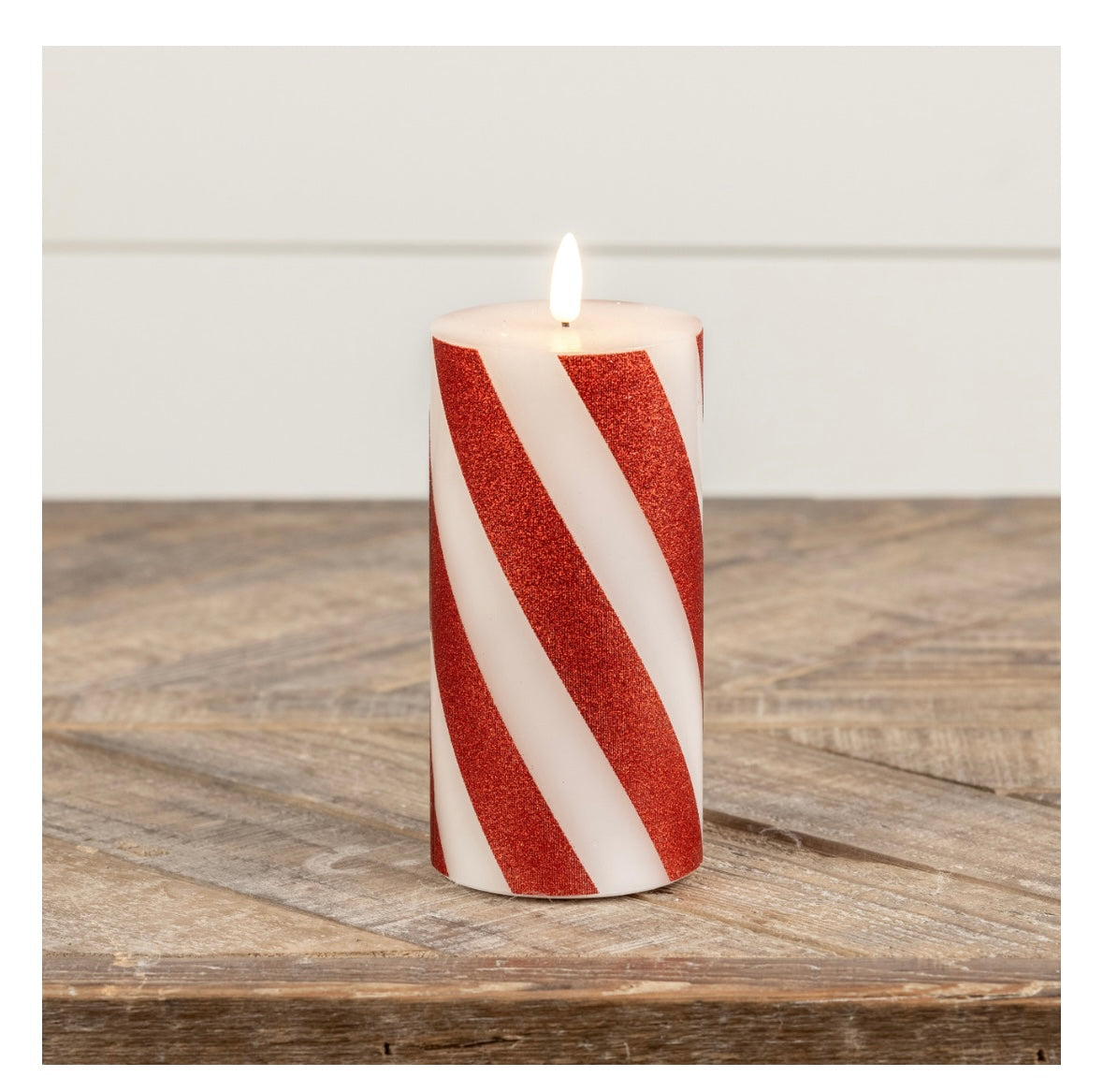 Candy Cane Pillar Candle - 3 Sizes