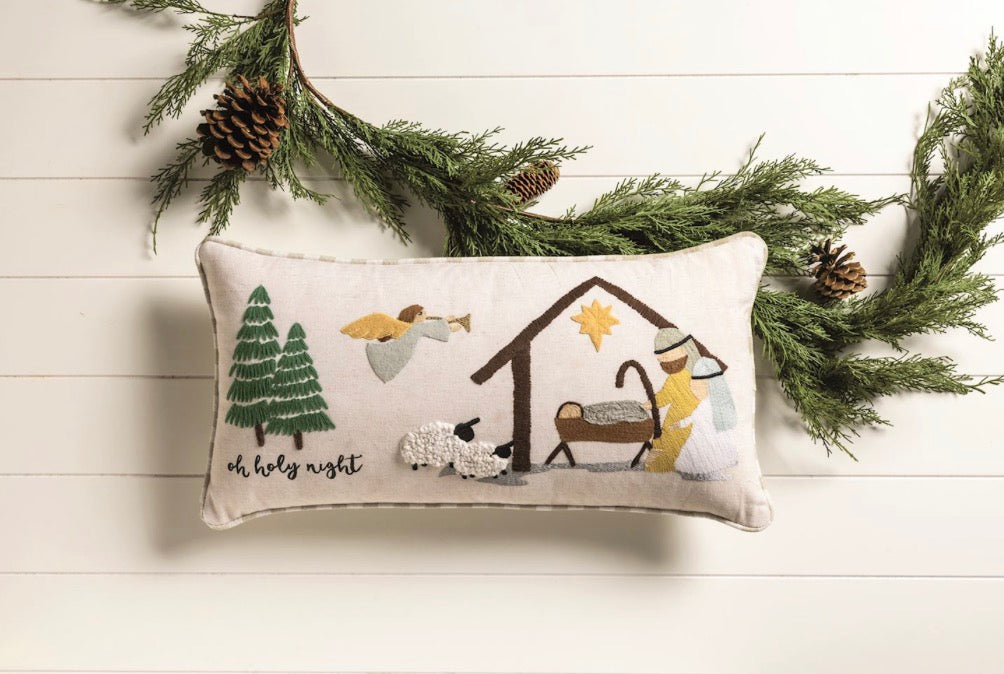Manger Embroidered Pillow