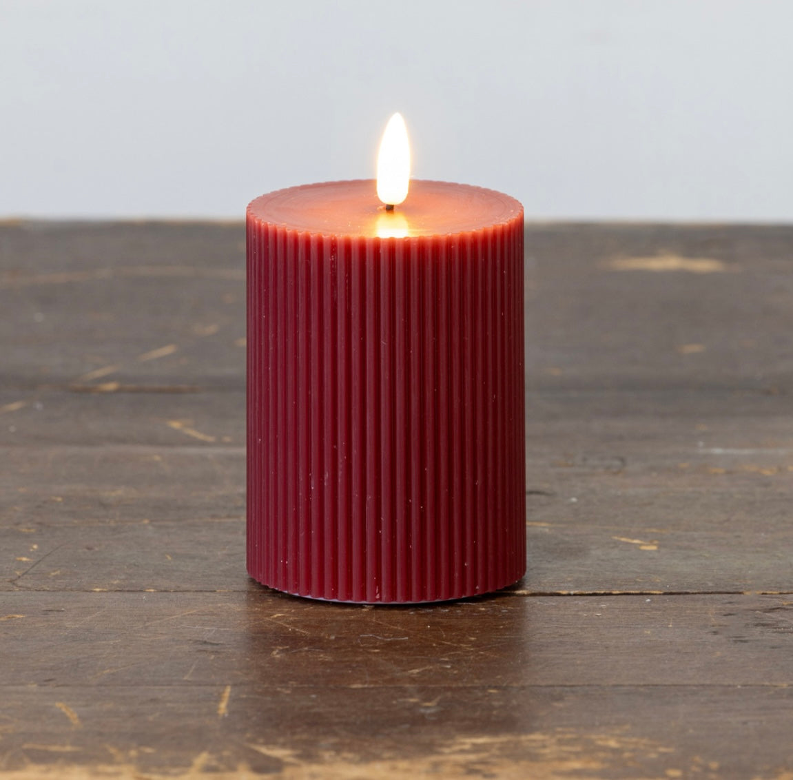 Red Grooved 3D Flame Candle - 3 Sizes