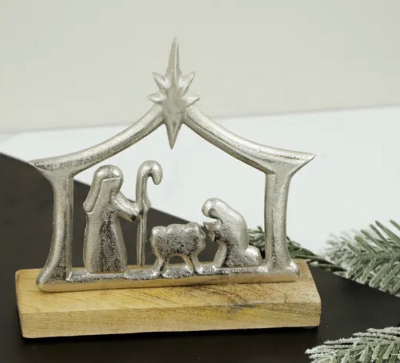 Nativity on Wood Base