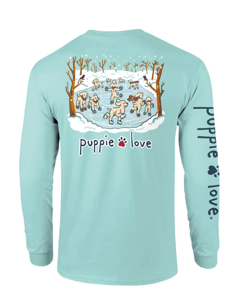 Puppie Love Ice Skating Pups Long Sleeve Tee