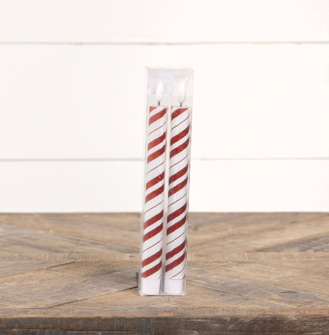 Candy Cane 3D Flame Taper Candles 8.5”