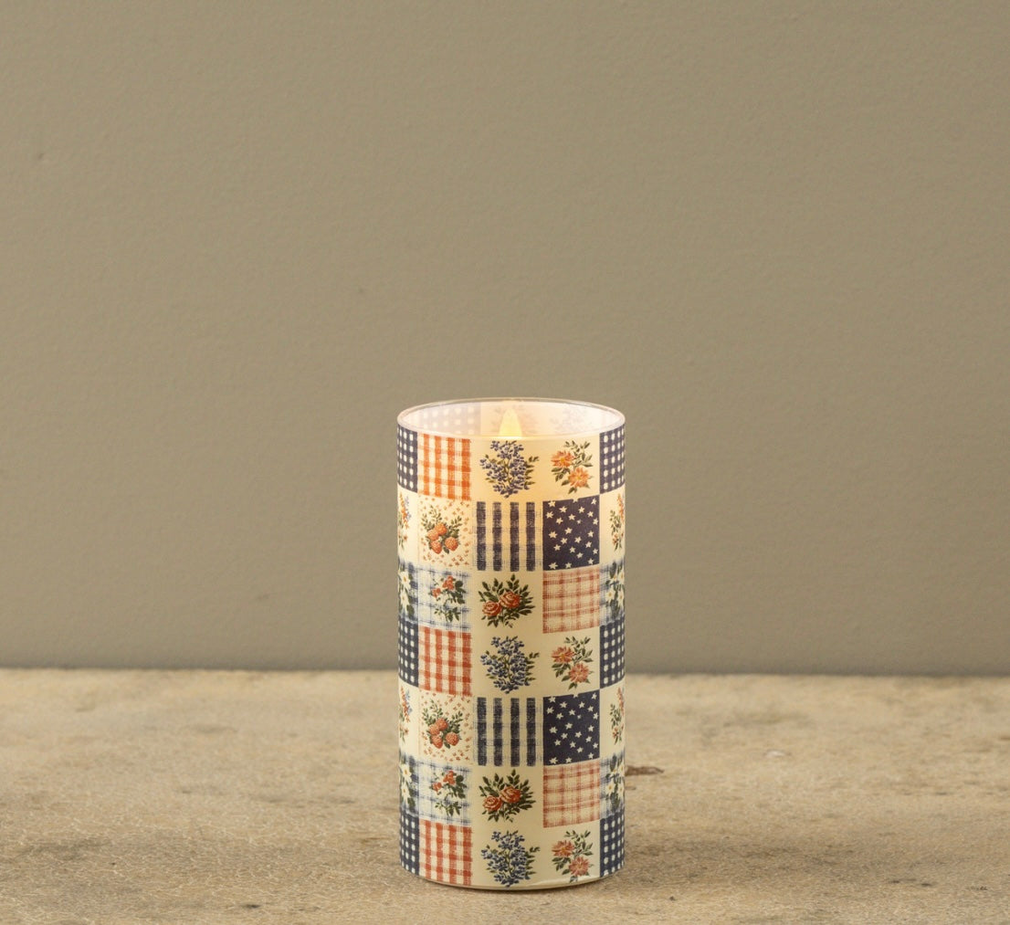 Patchwork Glass 3D Flame Candle - 3 Sizes