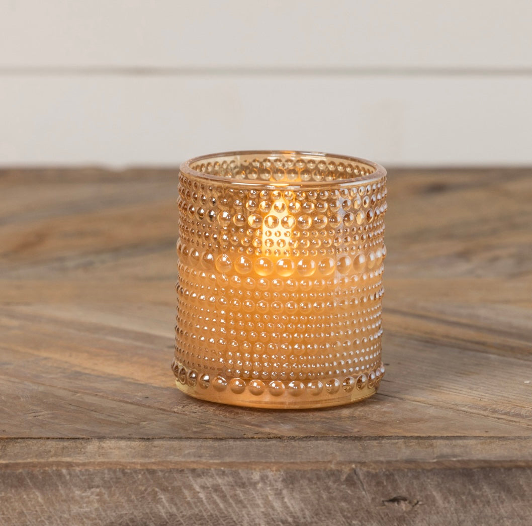 Mini Champagne Dotted Glass 3D Flame Candle