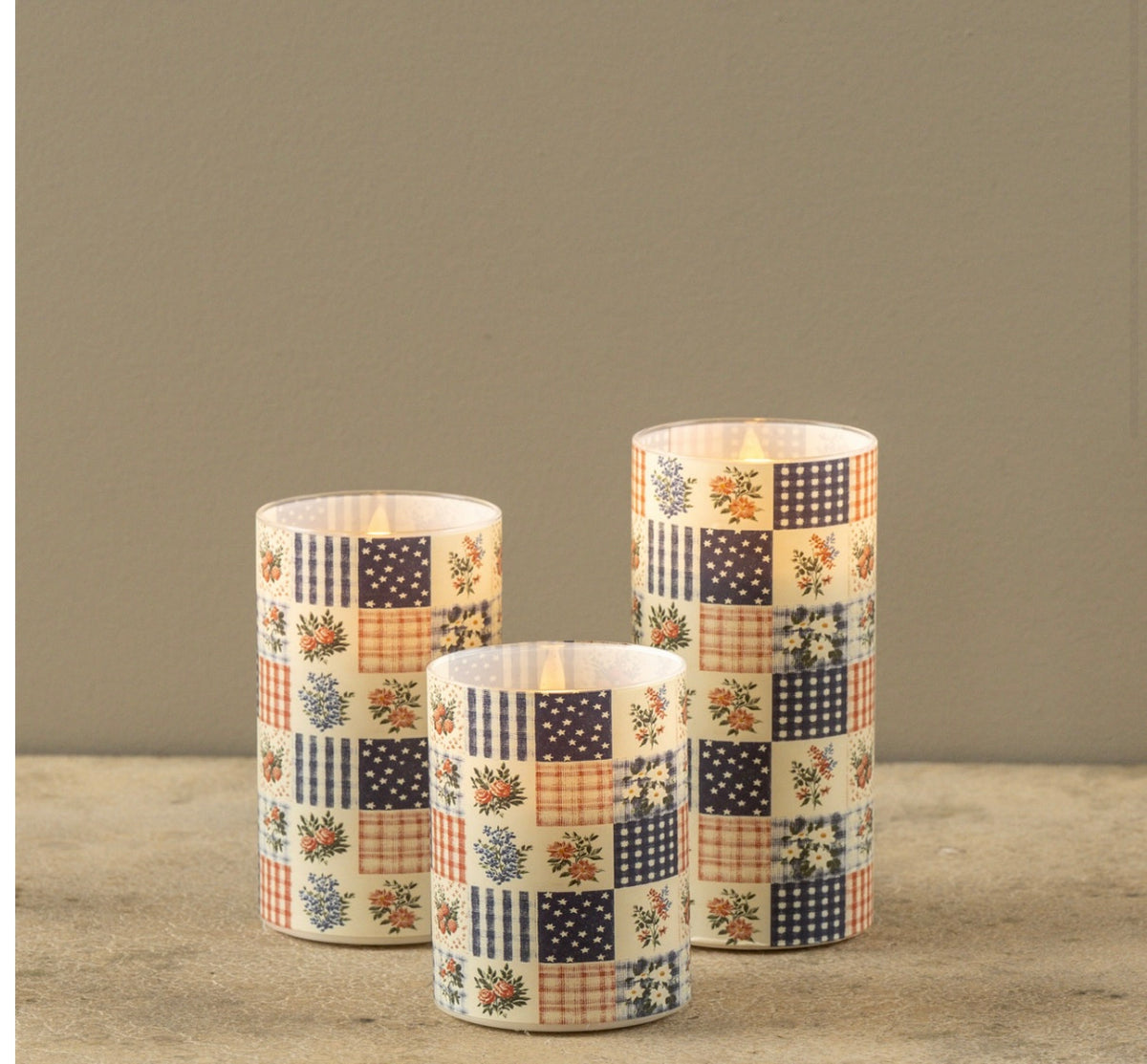 Patchwork Glass 3D Flame Candle - 3 Sizes