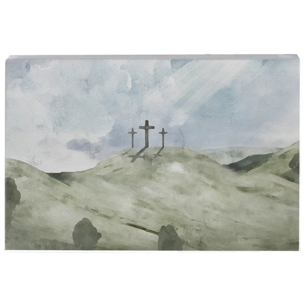 Crosses Landscape Art Wood Block Sign