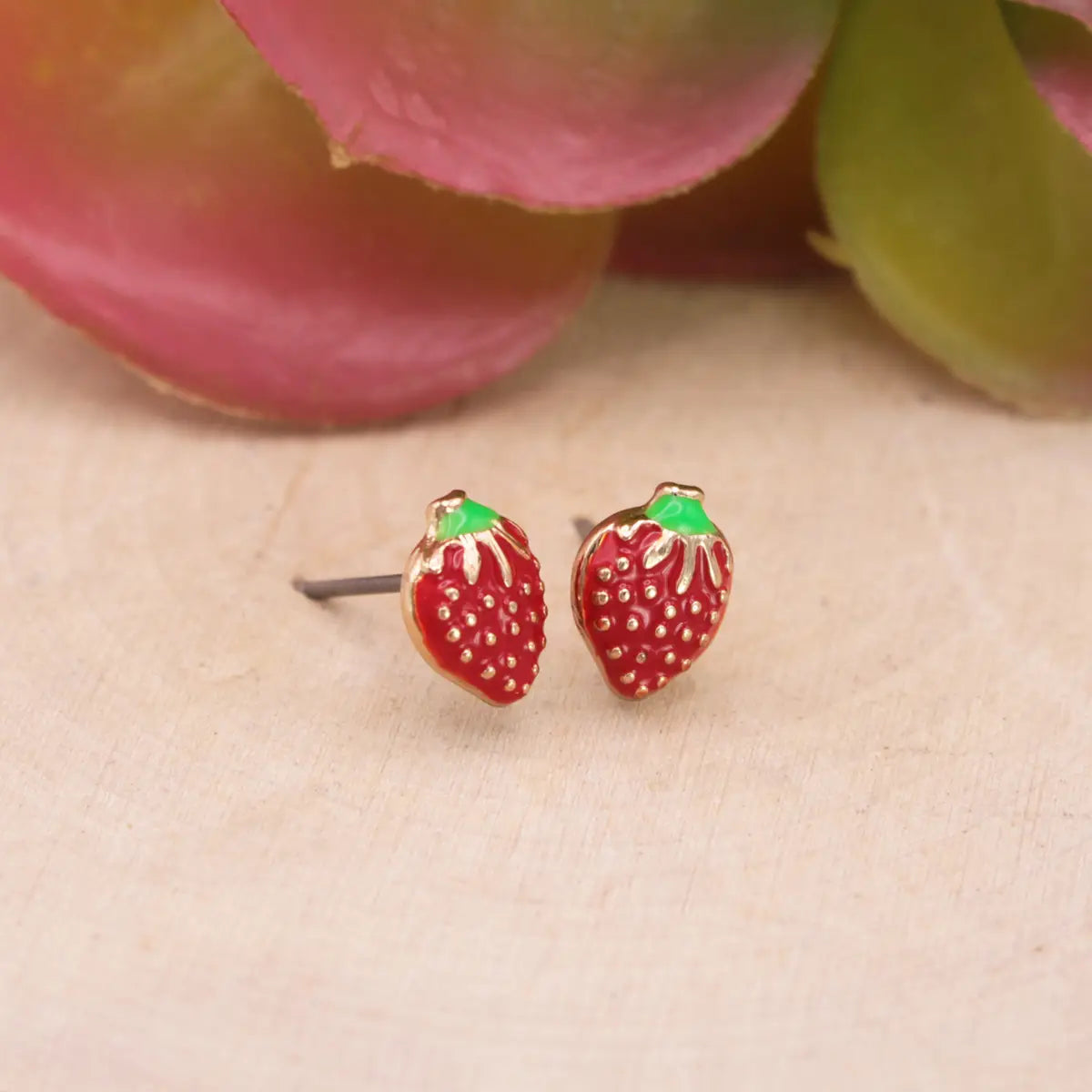 Tiny Strawberry Post Earrings